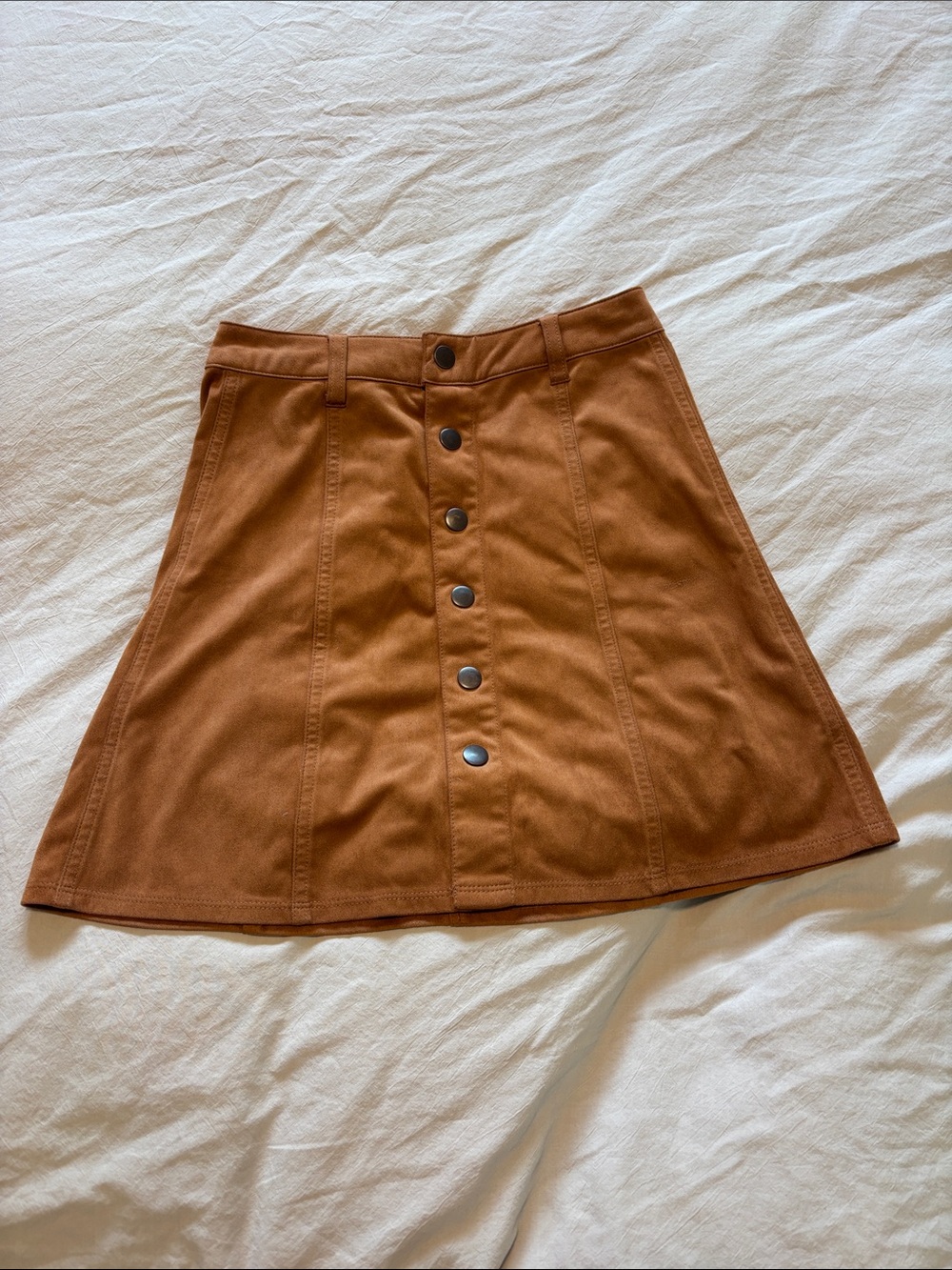 Mossimo Supply Co. Suede Copper-Tone Button-Front Skater Skirt